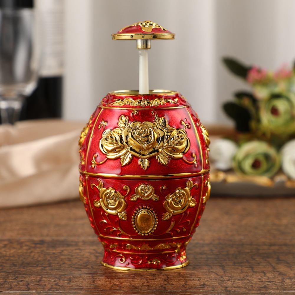 Egg Shaped Floral Toothpick Holder Automatic Toothpick Organizer Toothpick Dispenser Living Room