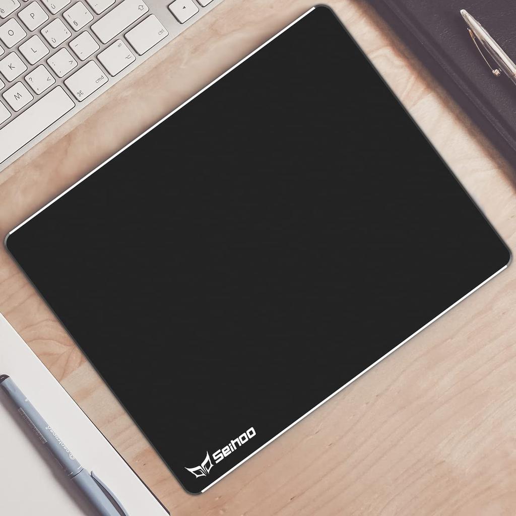 Seihoo Metal Aluminum Mouse Pad Premium Hard Double Sided Waterproof Ultra Smooth Office Supplies Brap Mouse Pad for Office and Gaming Laptop (Black,