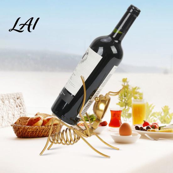 Metal Ant Wine Rack Rack Freestanding Bottle Holder Stable Retro Decorative Holder Art Ornament Red Stand for Home Kitchen Bar Decor Solid Stand