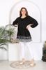 Women's Big Size Blouse Plus Size Skirt Embroidered Stretchy Blouse Black