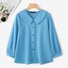 ZANZEA Женская блузка с отложным воротником, свободного кроя, с длинными рукавами, однотонная, в стиле кэжуал