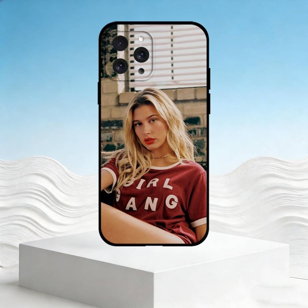Чехол для телефона H-Hailey Bieber для iPhone 17,16,15,14,13,12,11 Plus,Pro Max,SE4Мягкий силиконовый черный чехол
