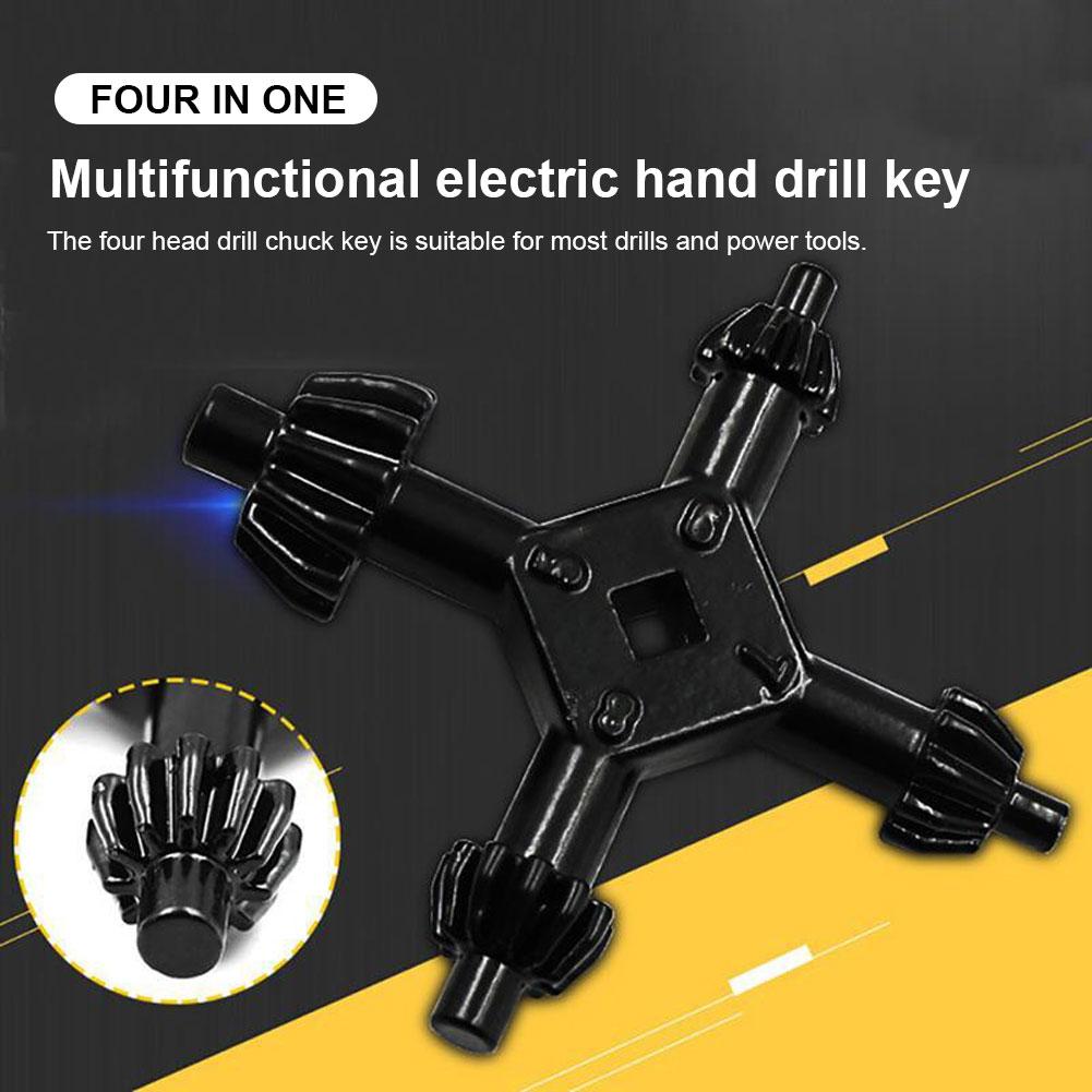 3-1PCS 4 In 1 Multi-function Universal Chuck Key Drill Drilling Holder Spanner Ratchet Socket Ring Combination Grip Star Wrench