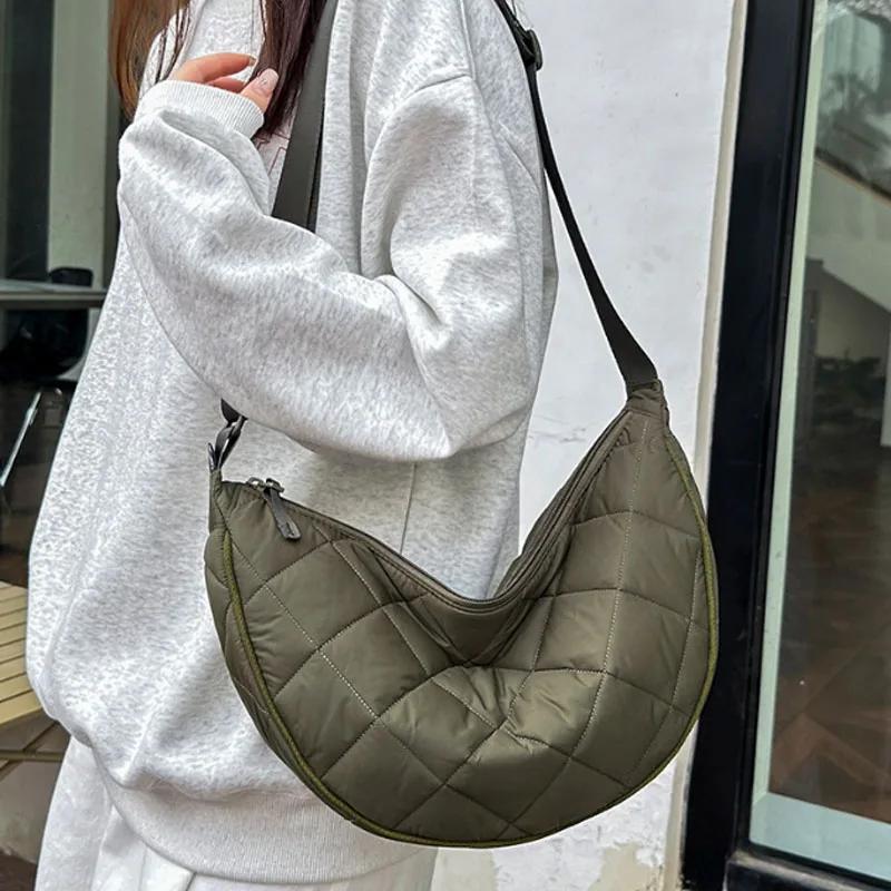 Поясная сумка-полумесяц однотонная сумка через плечо большой вместимости сумки на плечо портативные нейлоновые клетчатые дорожные сумки для поездок