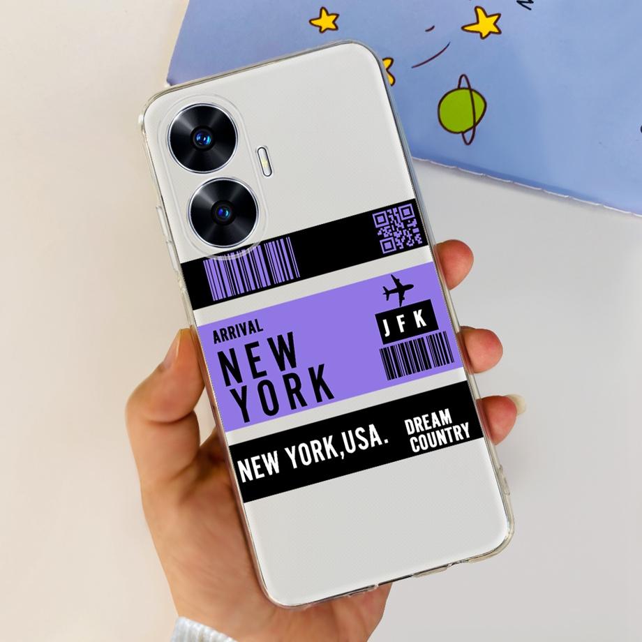 Чехол для Realme C55 6.72 дюйма Задняя крышка Гладкий Прозрачный Тонкий Чехол Для ON Oppo Realme C55 C 55 RMX3710 Мультяшный Детский Чехол