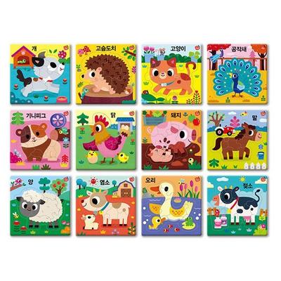 Milky Way Media Baby Intelligence Room Farm Animal Board Puzzle Set of 12, популярные корейские головоломки