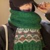 Зеленый вязаный шерстяной шарф в стиле Fair Isle, женский, зимний, рождественская атмосфера, утолщенный, универсальный, теплый, холодостойкий, грелка для шеи