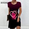 Лето 2024, женское платье с принтом в виде сердца, повседневное трапециевидное вечернее платье большого размера, женские пуловеры, элегантные модные платья, Vestidos