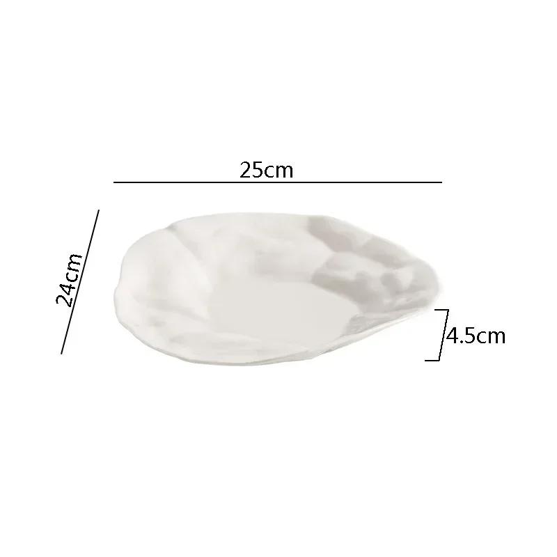 Pure White Ceramic Pleated Plate Restaurant Irregular Soup Plate Salad Plate Pasta Dessert Plates Cooking Specialty Tableware