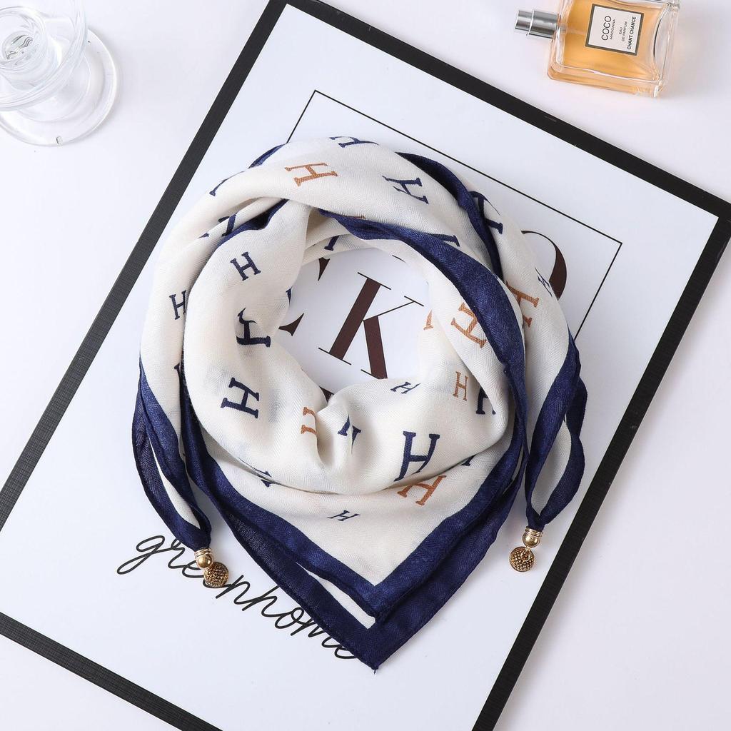 Осенне-зимний шелковый шарф в западном стиле с корейским акцентом в виде магнитного золотого шарика