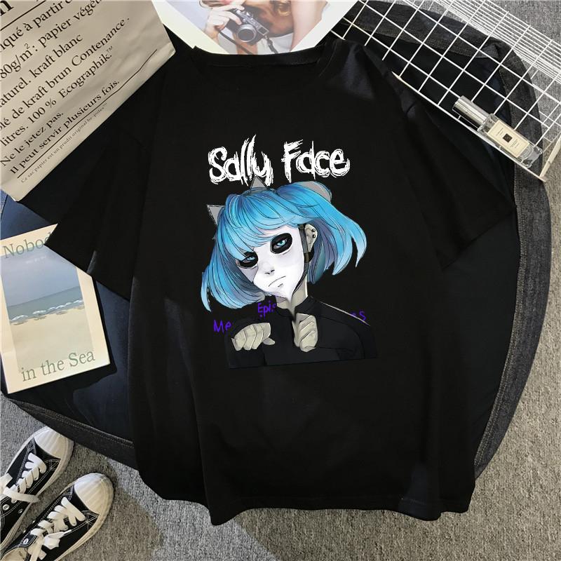 Мужская футболка с принтом Sally Face, обычная, с коротким рукавом, женская, харадзюку, летняя мода, повседневная одежда с коротким рукавом, топы, футболки