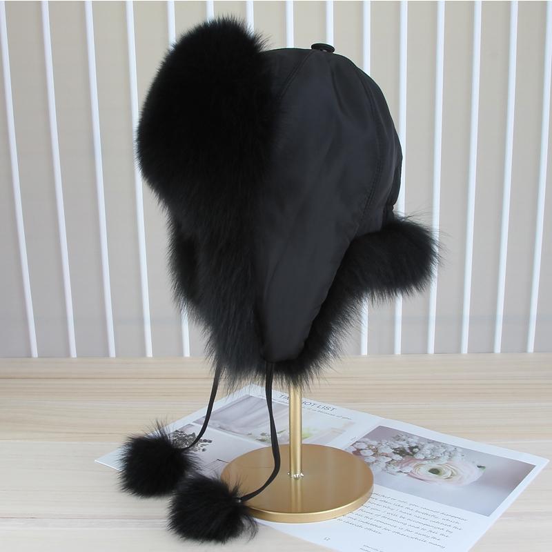 SOMALER Шапки с ушками из лисьего меха для женщин и девочек, шапка-ушанка-ловушка, красочная пушистая шапка из натурального меха, зимняя теплая шапка-бомбе