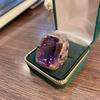 New Vintage High Quality Oval Purple Stone Zircon Sets For Women Luxury Medieval Enamel Hollow Out Big Pendant Necklaces Rings