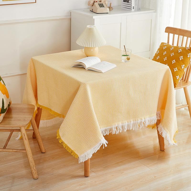 Cotton and Linen Tablecloth Small Round Table Light Luxury High-end Long Table Japanese Coffee Table Cloth French Dormitory Tablecloth