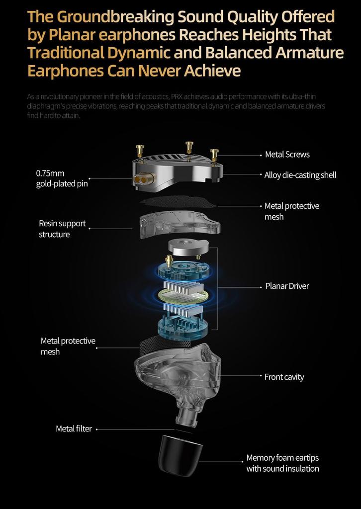 Последние популярные проводные наушники KZ PRX 4-го поколения с плоскими динамиками, канальные наушники, мощная магнитная система N52, глубокий пространственный сбалансированный звук
