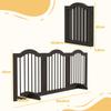 Dog Gate, 3 Panels, Foldable, Solid Wood and MDF, 154.5 x 29.5 x 61 cm, Coffee
