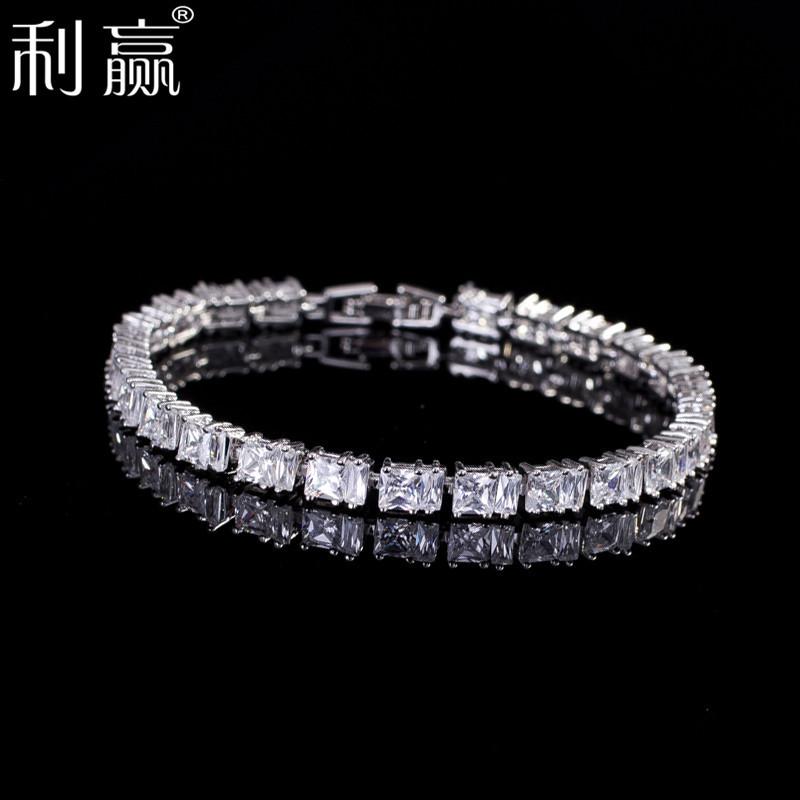 South Korea Aaa Zircon Bracelet Simple Girl Accessories Electroplated Real White Gold Color Retention Lasting