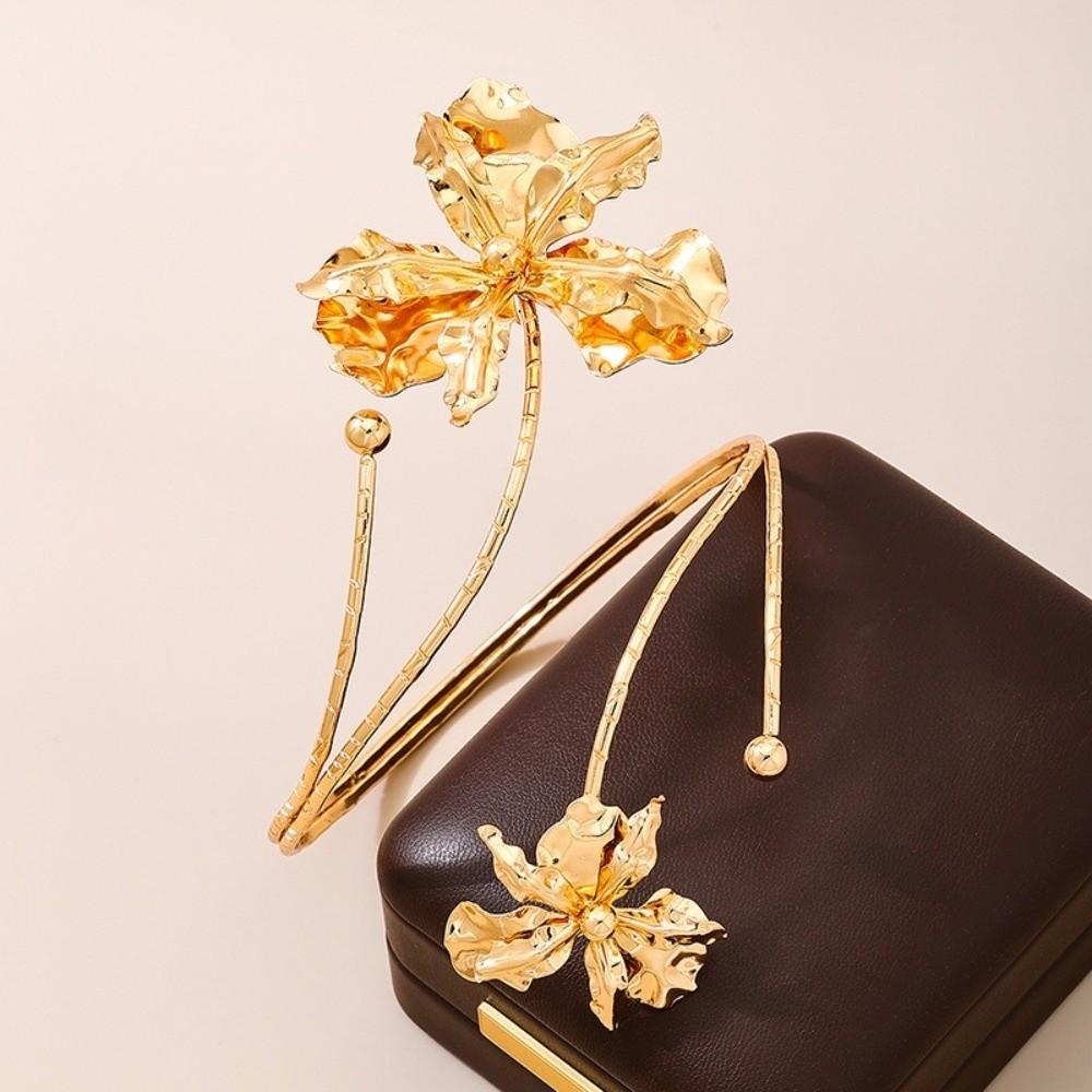Enamel Glaze Butterfly Orchid Bracelet Adjustable Flower Armband Open Arm Bangle Hand Jewelry