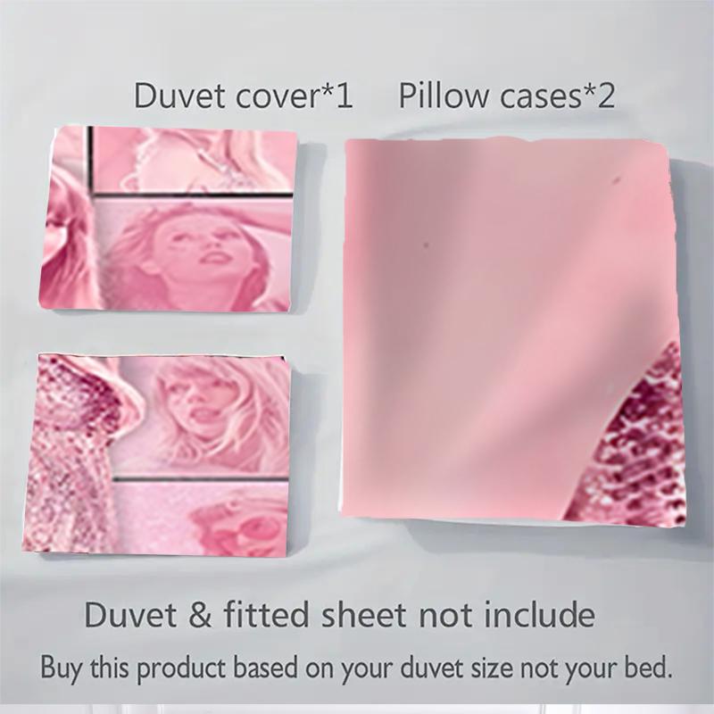 3Pcs Pink Taylor Swift Collage Bedding Sets For All Sizes New 3D Printed Bed Cover Comforter Duvet Cover Pillowcase Bedroom Decoration