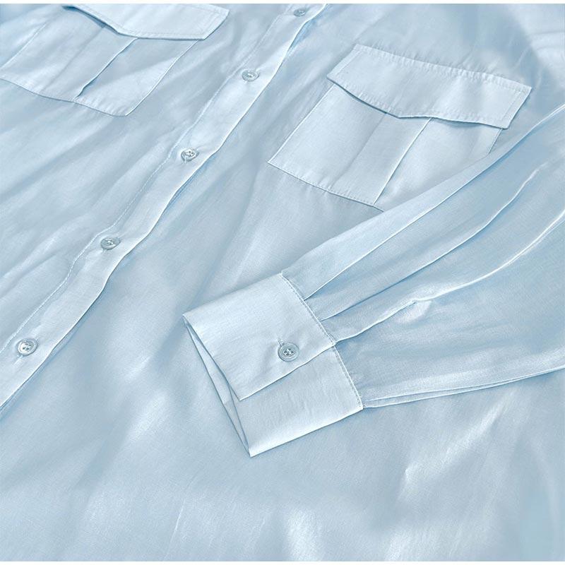 Повседневная свободная рубашка женская весна-лето лацканы пуговицы карманы блузка женская длинный рукав однотонные топы леди прохладный уютный универсальный базовый