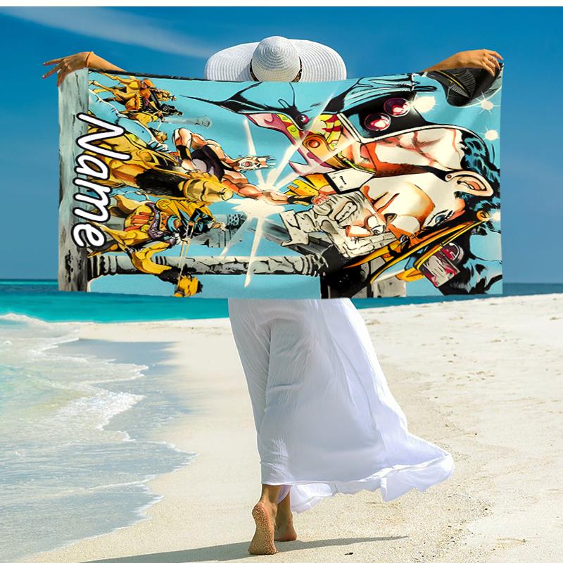 Personalized customized proof beach towel with JoJo's Bizarre Adventure pattern - soft, absorbent,quick-drying,perfect swimming,camping&bathing