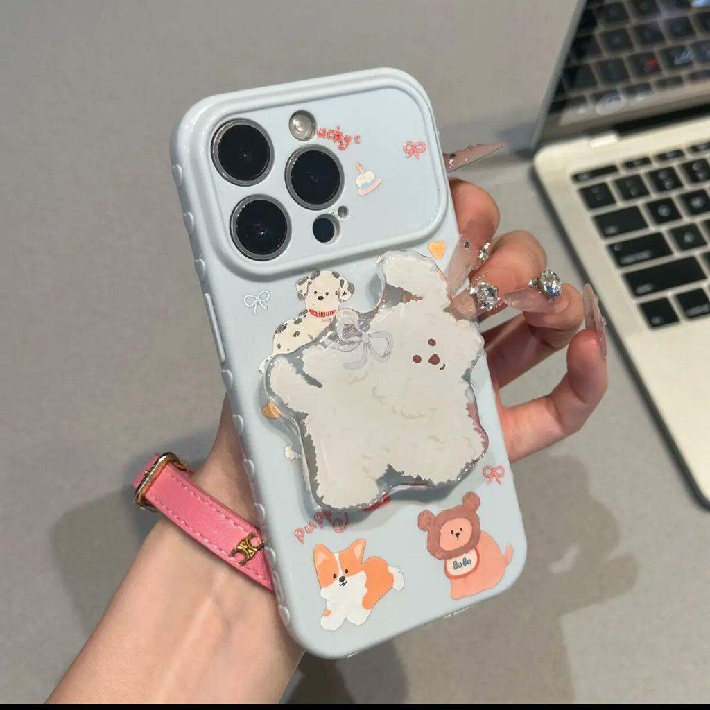 Чехол для телефона Apple 11promax, iPhone11pro, Xiaomi 11, Huawei с подставкой в виде щенка, полноразмерный мягкий чехол