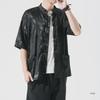 Pattern Chinese Style Dragon Mens Ice Silk Tang Shirt Short Sleeves Loose Fit