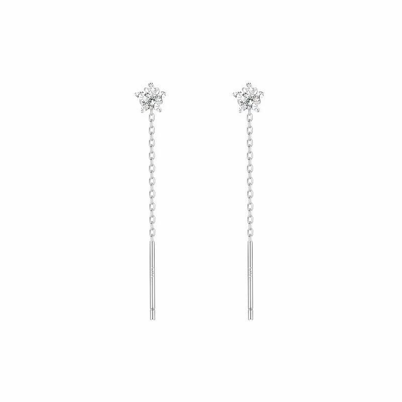 VENTFILLE 925 Sterling Silve Hoop Earring for Women Office Versatile Zircon Tassel Ear Threads Jewelry Birthday Gift Dropship