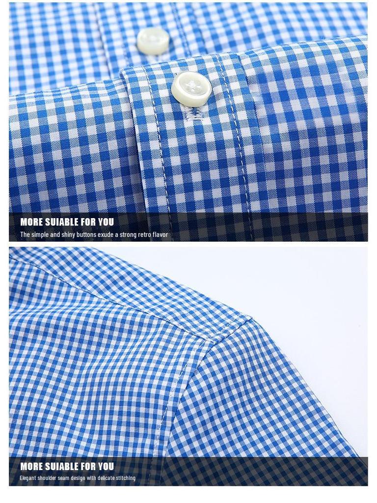 Мужская приталенная рубашка в полоску из чистого хлопка в клетку