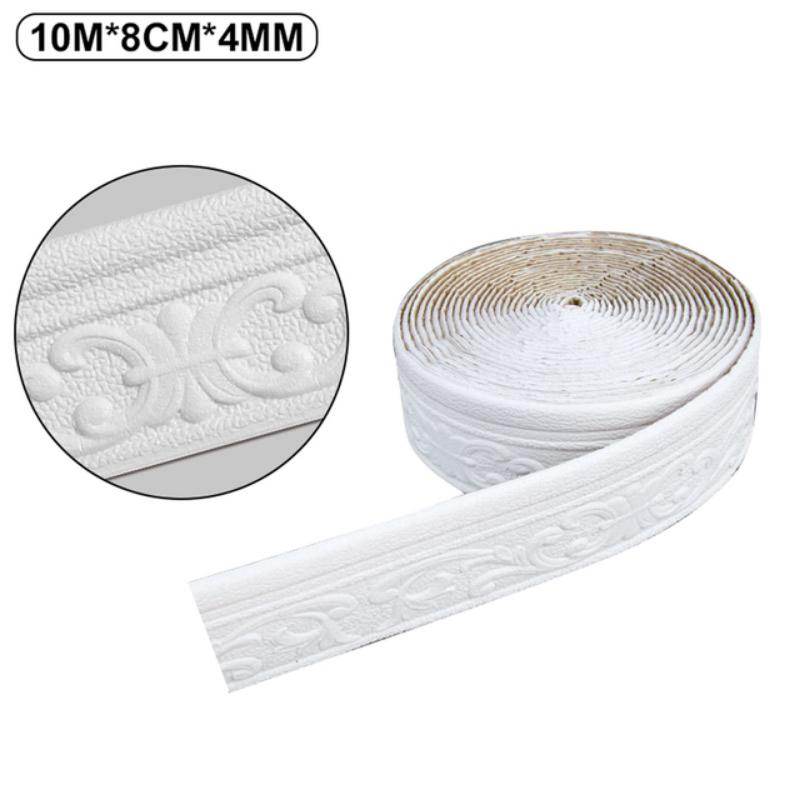 10M 3D Self-adhesive Wall Trim Line Skirting Border Waterproof Baseboard Wallpaper Sticker for Living Room Home Decoration