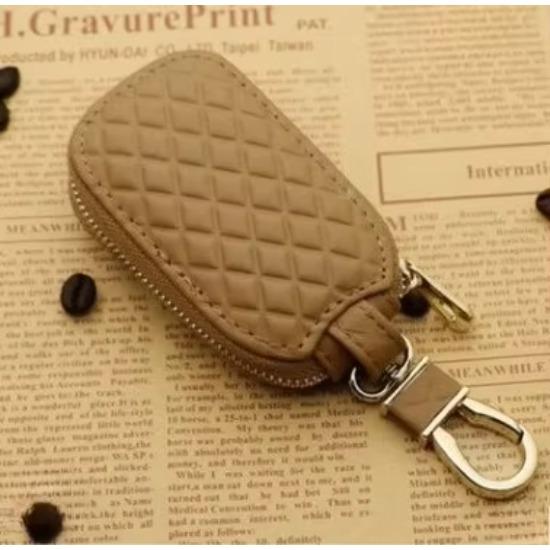 Car Keychain Covers Men Key Holder Genuine Leather Car Key Wallets Housekeeper Keys Organizer Zipper Case Bag Pouch
