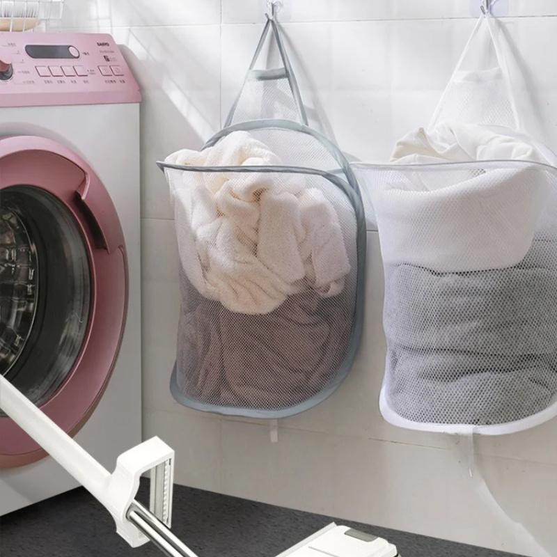 Складная корзина для белья Органайзер для грязной одежды Сетчатый мешок Бытовая настенная вешалка для одежды в ванной Корзины для одежды Ведро