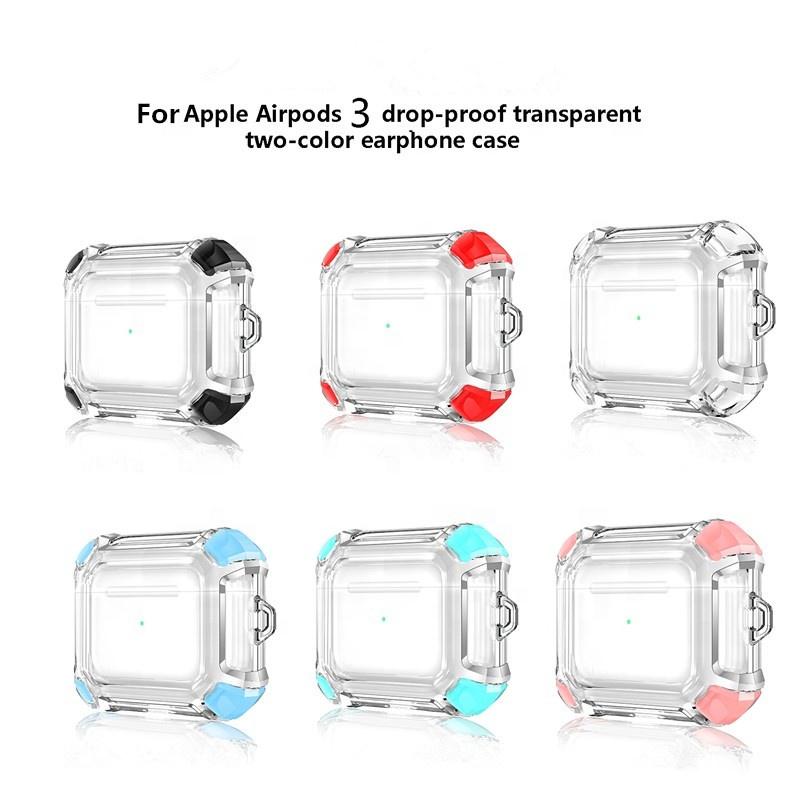 Fashion clear Earphone case with Keychain Drop Proof Transparent Protective Cover Wireless Charging Earbuds for Apple Earphone 3