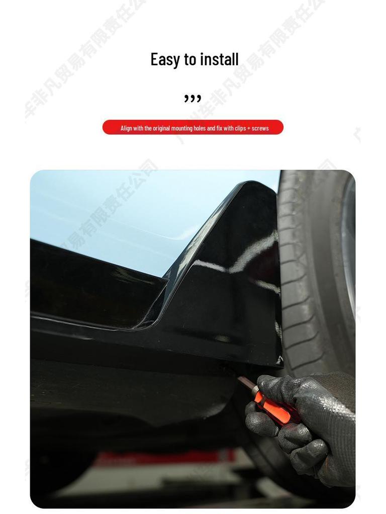 Tesla Model 3 V Style Carbon Fiber Front Lip & Side Skirts Kit