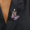 Rhinestone Butterfly Brooch for Women Faux Pearl Butterfly Insect Lapel Pin Sparkly Animal Jewelry for Suits Hats Accessory