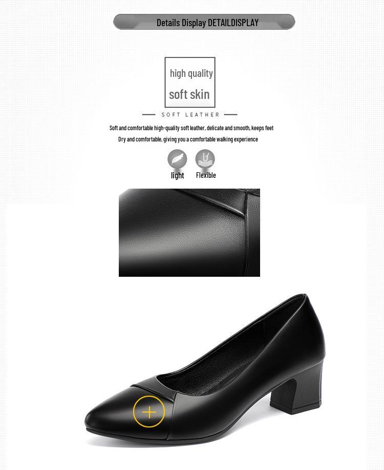 Весна и Осень 2022 Туфли на массивном каблуке из мягкой кожи для мам - Удобные туфли с низким вырезом для женщин среднего и пожилого возраста