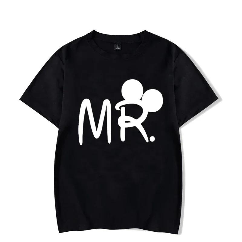 Mouse Cartoon MR MRS Print Couple TShirt Summer Short Sleeve Tee Shirt Letter Print T Fashion Casual Loose Lovers T Shirt Unisex