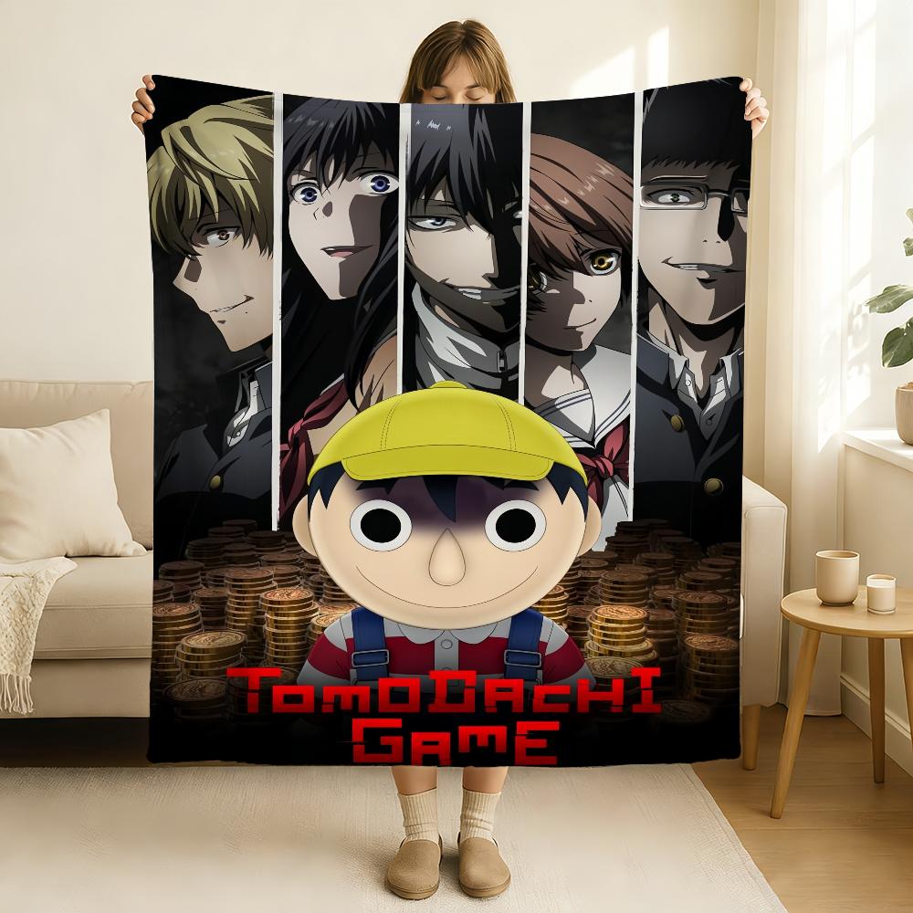 Плед из аниме Tomodachi Game Мягкий и приятный для кожи Для дивана Кровати Дневного сна Покрывало Всесезонное Одеяло