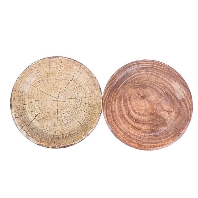 10 шт. 7-дюймовая ретро-имитация древесного зерна одноразовая посуда тарелка бумажный поднос украшение на день рождения праздничная вечеринка предмет домашнего обихода