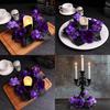 Halloween Purple Rose Candle Ring Decor With Synthetic Flowers For Venue Decoration And Festive Display