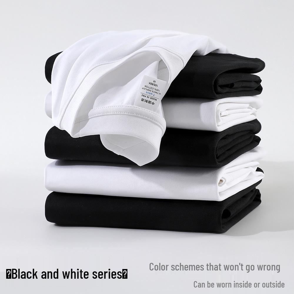 300g Combed Cotton Round Neck Short Sleeve T-Shirt, Summer Solid Color Basic Tee with Custom Printing