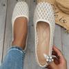 Новые большие размеры Flying Woven Square Head Flat Shoes дышащие повседневные вязаные туфли для женщин