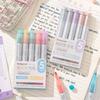 5pcs Mild Colors Highlighter Pens Set, Morandi Protect Vision Soft Chisel Brush Tip - Hued & Sparkling Fluorescent Markers