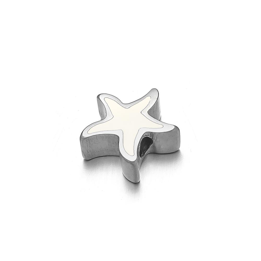 5Pcs 10mm Stainless Steel Morandi Color Enamel Starfish Beads Star Charm DIY Jewelry Making Summer Woven Bracelet Girls Findings