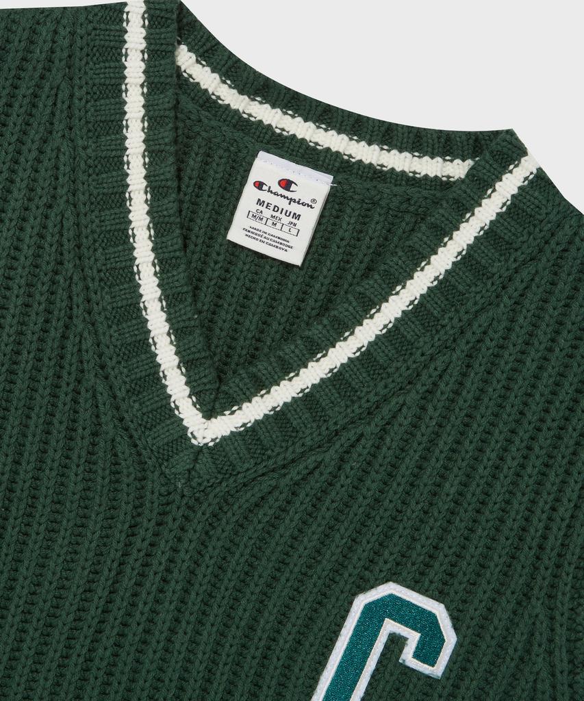 Champion Стильная вязаная жилетка с V-образным вырезом, обычный зеленый