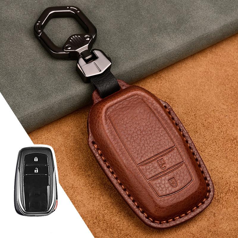 Leather Car Key Case Cover Fob for Toyota Chr C-hr Land Cruiser 200 Avensis Auris Corolla Smart Keychain Shell Accessories Ring