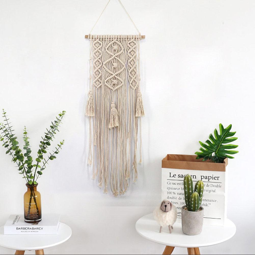 Macrame Wall Art Handmade Cotton Wall Hanging Tapestry with Lace Fabrics Bohemian Hanging Decoration Best Gift