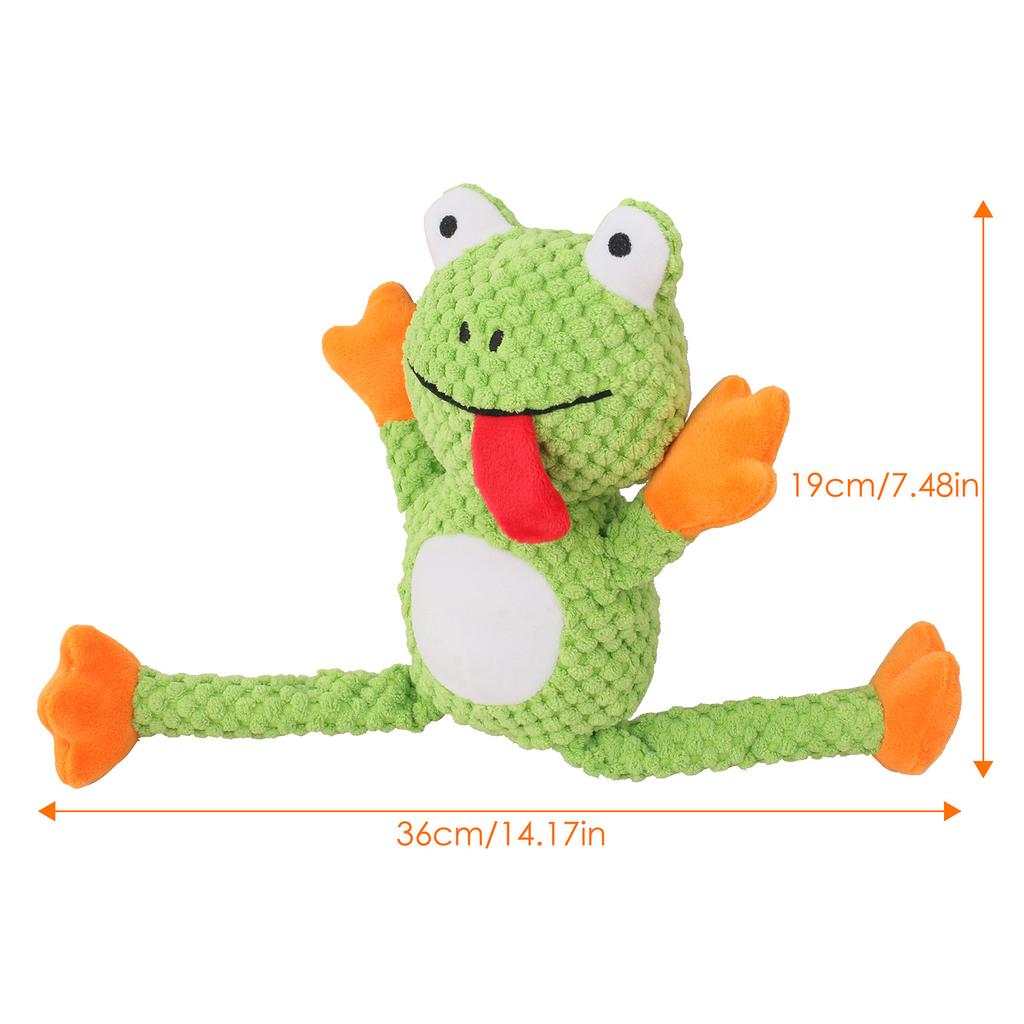 Chew-Resistant Plush Frog Dog Toy - Bite-Proof, Stress-Relieving, Pull-Interactive Pet Toy with Squeaker, Perfect for Chewing,