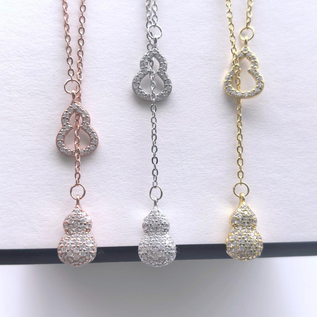 925 Sterling Silver Hollow Gourd Necklace for Women, Stylish Double Gourd Pendant, Elegant Minimalist Design