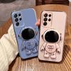 Luxury Astronaut Stand Case For Samsung Galaxy S25 Ultra S24 FE S23 Plus S22 S21 A54 A34 A52 A53 5G A14 Plating Silicone Phone Cover